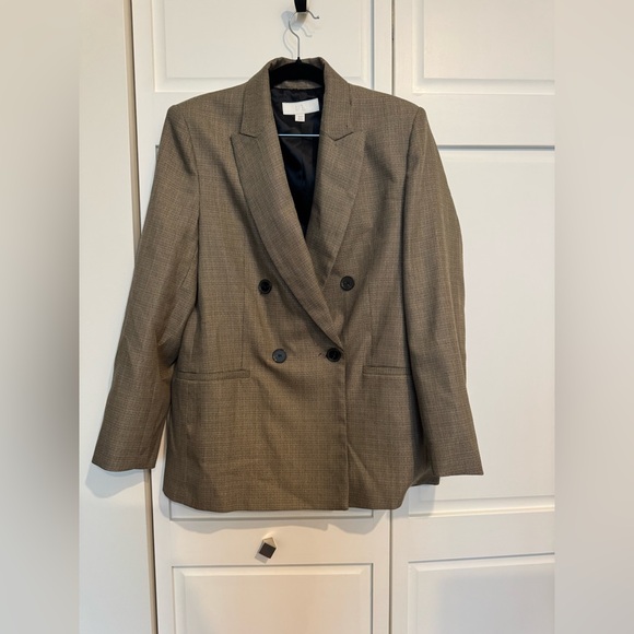 Zara Sand Taupe Double Breasted Blazer w/ Shoulder Pads | Size S | NWOT - Picture 7 of 11